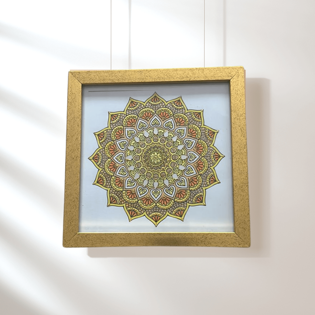 Timeless Hand-Painted Mandala Art in Classic Frame - 8 x 8 Inch | Viraasat the Legacy