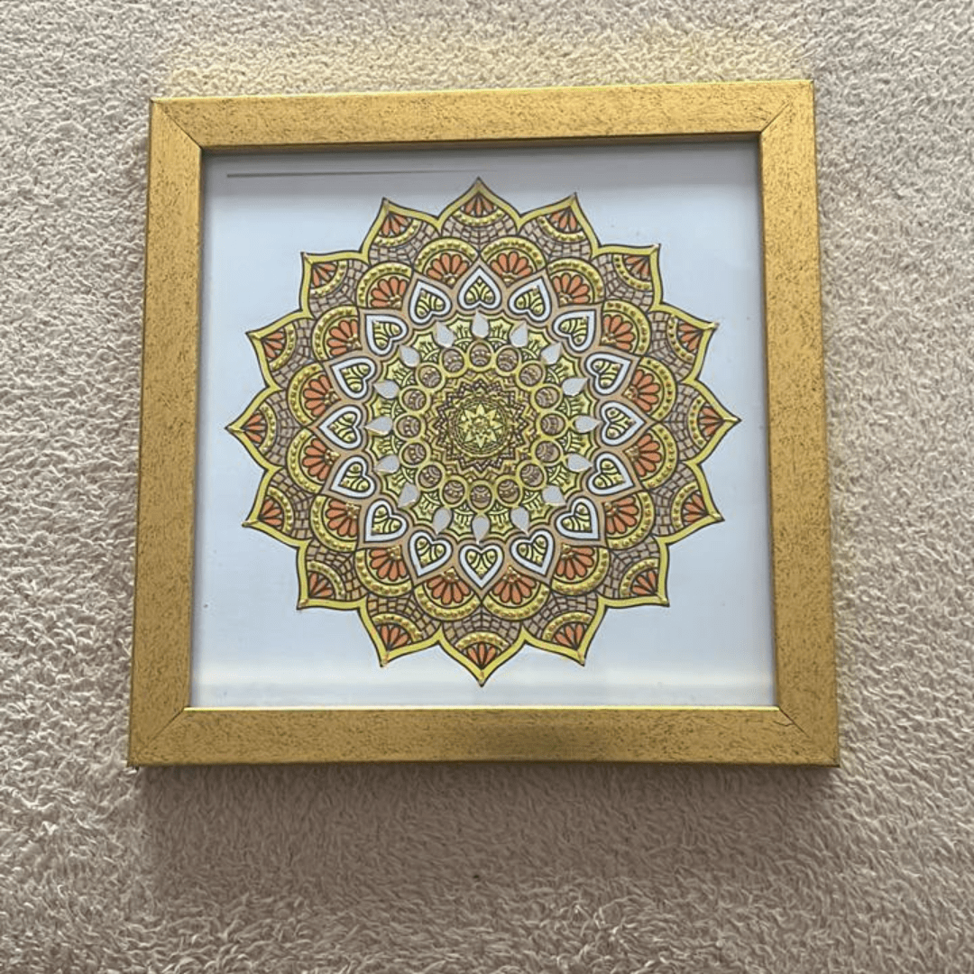 Timeless Hand-Painted Mandala Art in Classic Frame - 8 x 8 Inch | Viraasat the Legacy