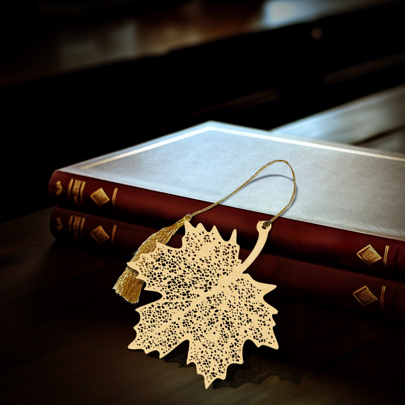 Viraasat Premium Brass Metal Bookmark - Petal Design (Gold)