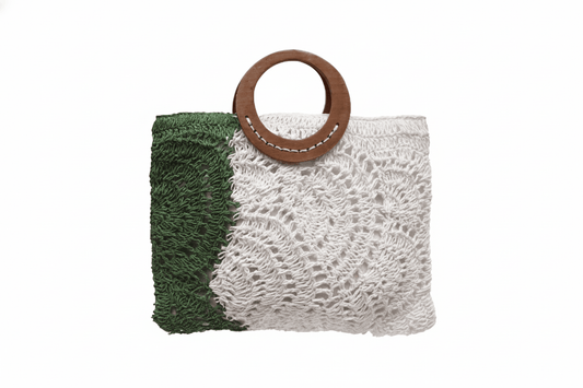 Raffia Green & White Bag | Viraasat The Legacy