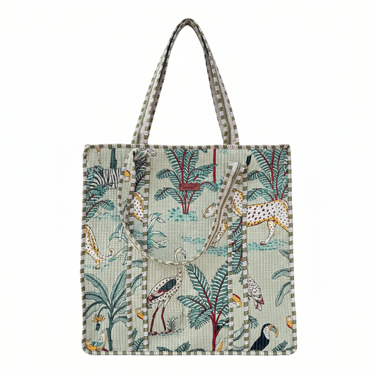 Jaipuri Theme Quilted Bags | Green