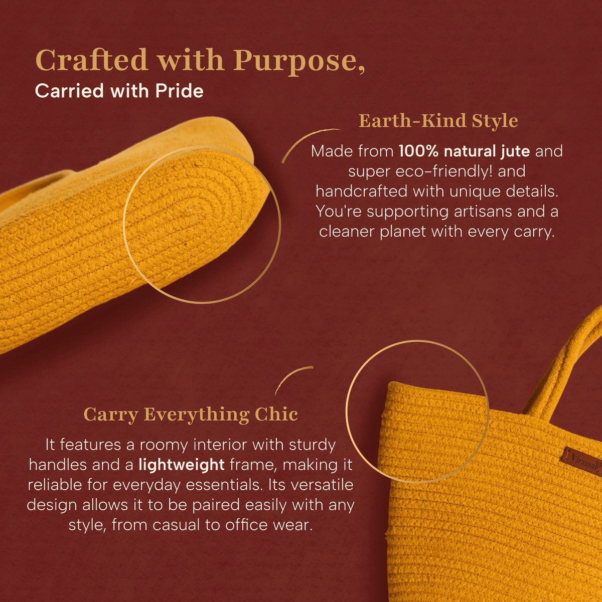 Handmade Jute Bag – Crafted with Purpose, Carried with Pride | Mustard