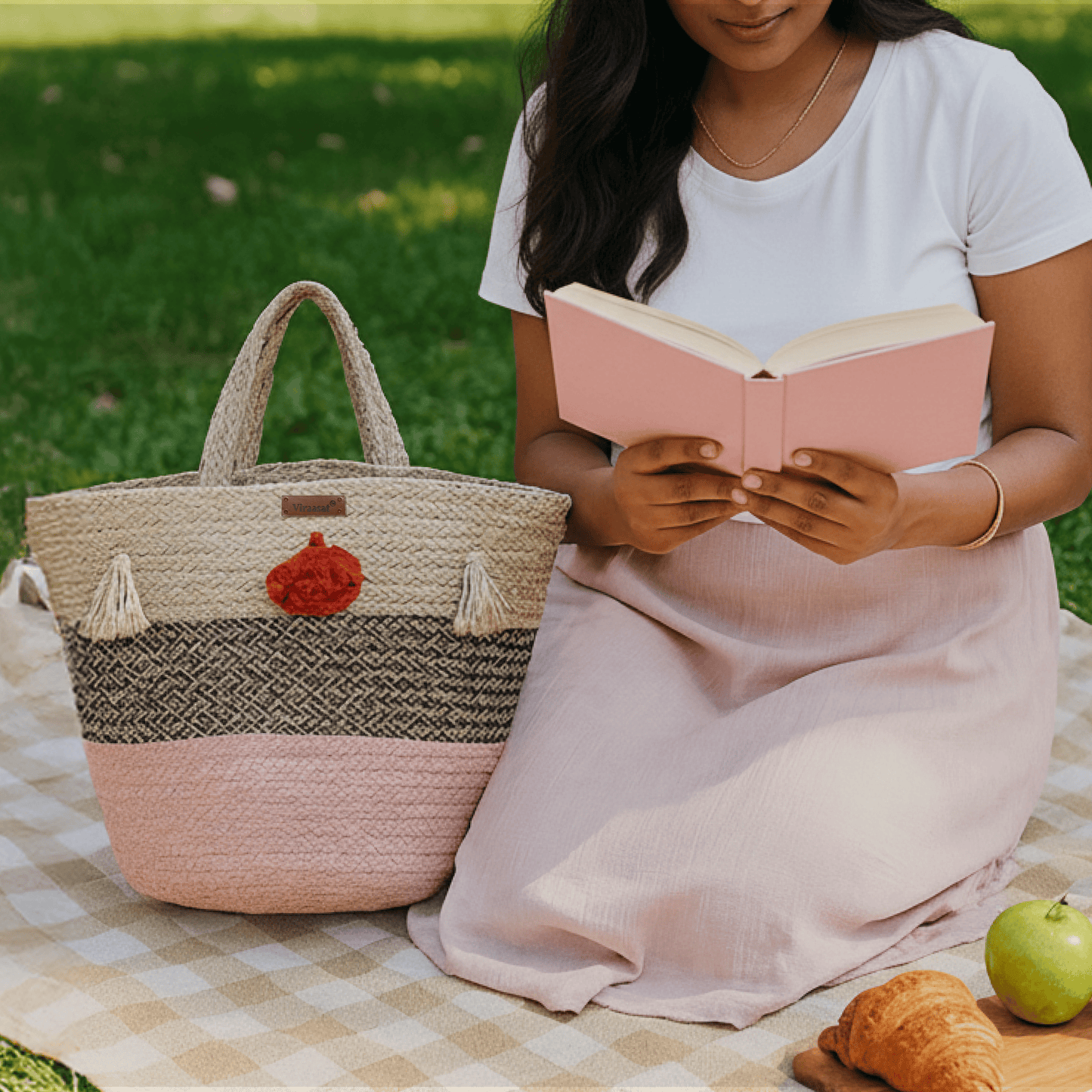 Elevate Your Style with Viraasat The Legacy Jute Cotton Tote Bag – Where Tradition Meets Modernity