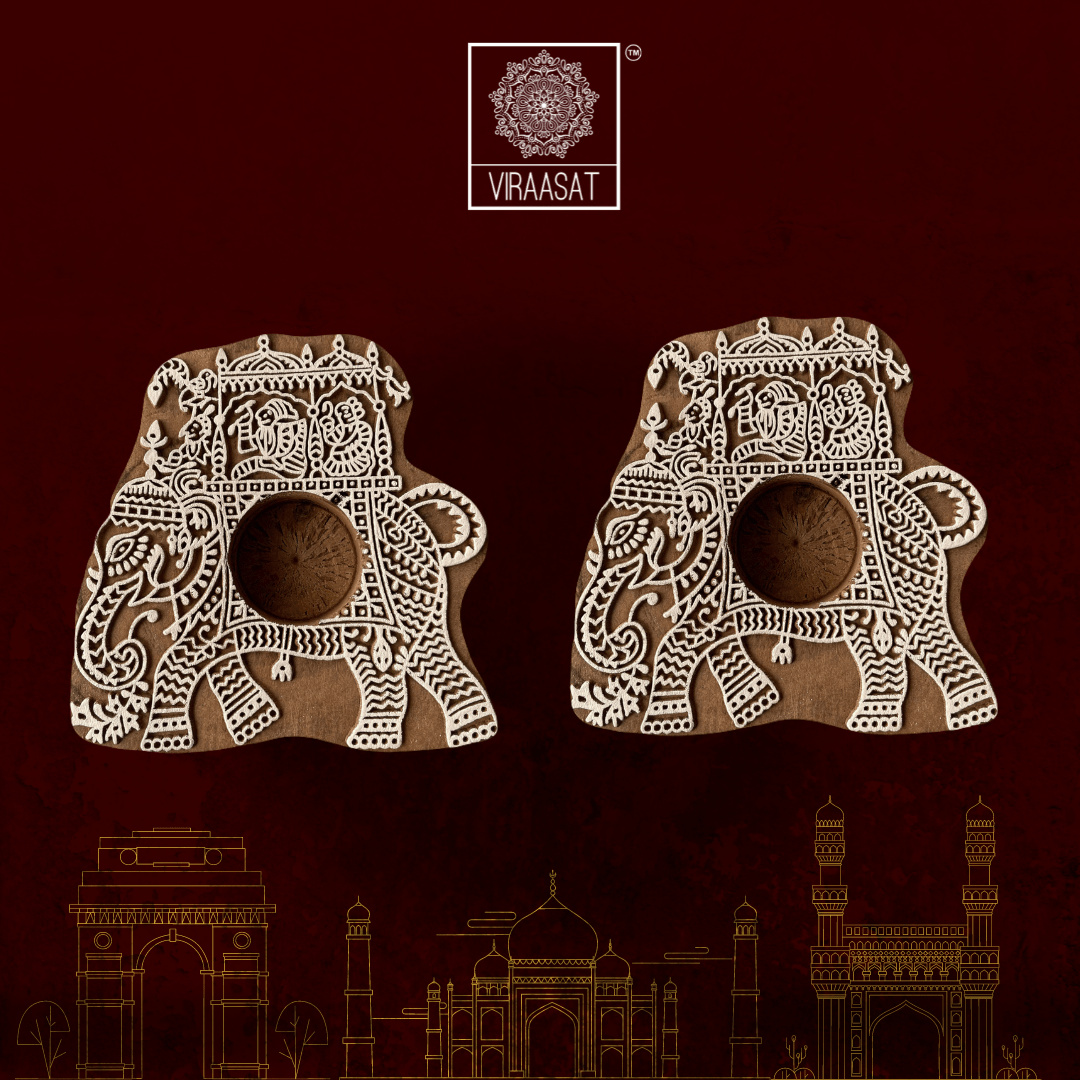 Tea Light Candle Holder Elephant Shape set Of 2