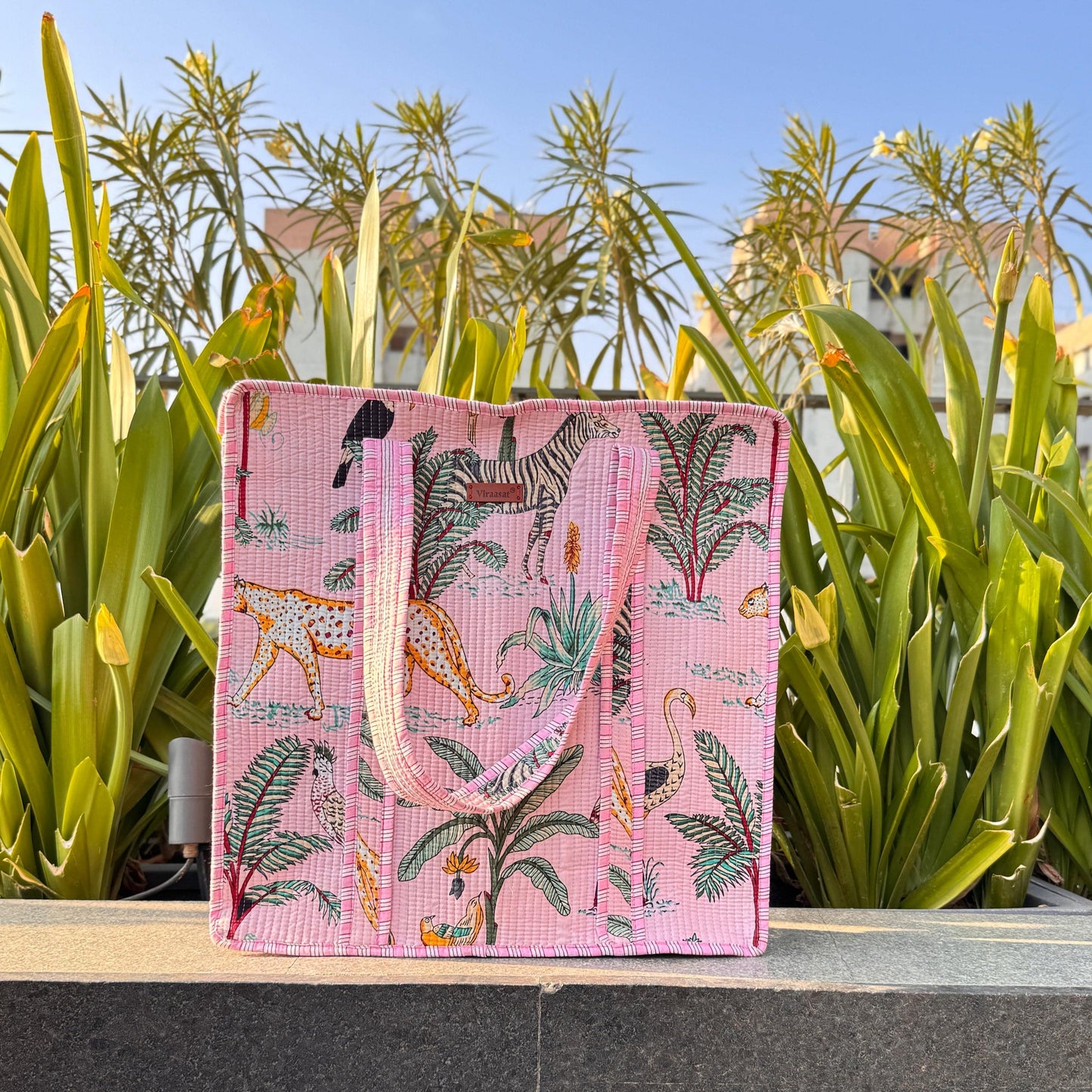 Jaipuri Theme Quilted Bags | Pink